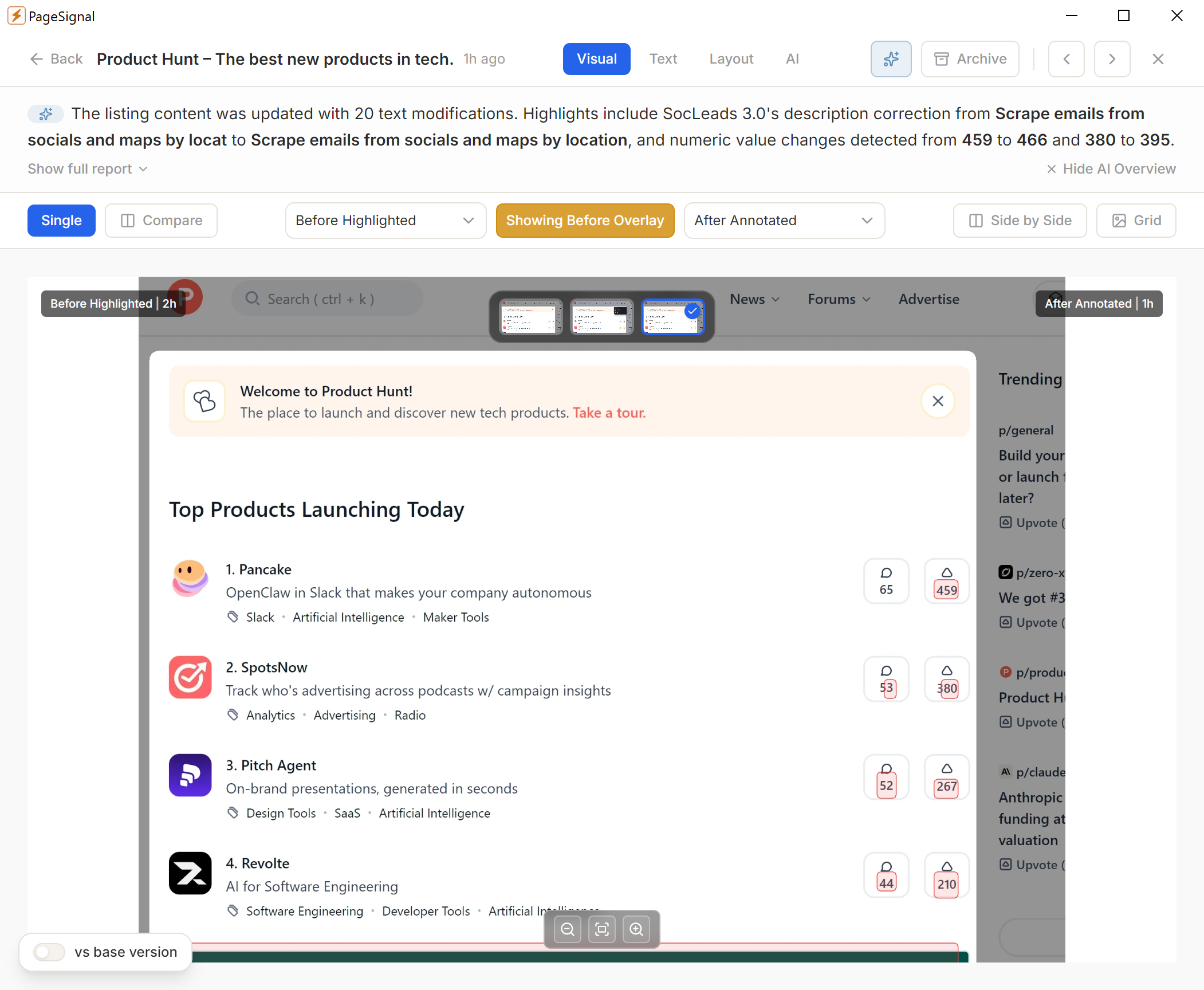PageSignal visual change before screenshot